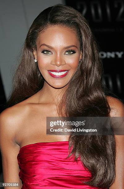 Miss USA 2008 Crystle Stewart attends the premiere of Sony Pictures' "2012" at Regal Cinemas LA LIVE on November 3, 2009 in Los Angeles, California.
