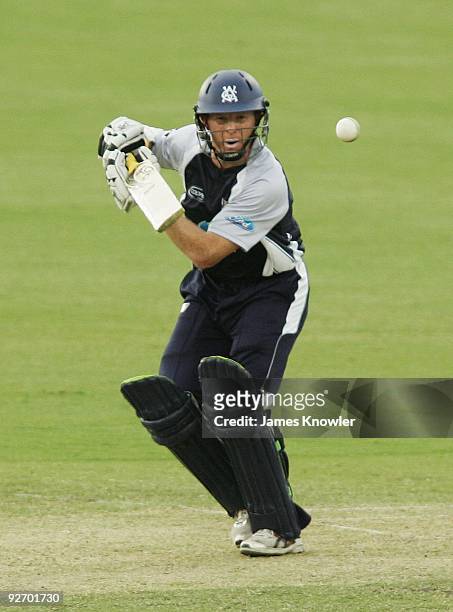 Chris Rogers of the Bushrangers bats during the Ford Ranger Cup match between the South Australian Redbacks and the Victorian Bushrangers at Adelaide...