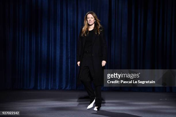 Designer Clare Waight Keller walks the runway during the Givenchy show as part of the Paris Fashion Week Womenswear Fall/Winter 2018/2019 on March 4,...