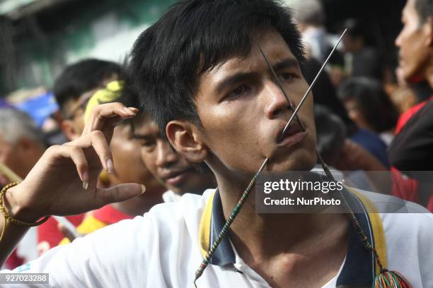 The action of Tatung in the celebration of Cap Go Meh in Jakarta, on Sunday, March 4, 2018. Cap Go Meh is a tradition that Chinese citizens around...