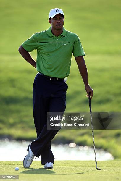 Tiger Woods of the USA during the pro-am event prior to the start of the WGC-HSBC Champions at Sheshan International Golf Club on November 4, 2009 in...