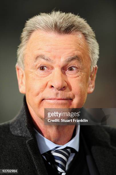 Ottmar Hitzfeld, head coach of Switzerland's national football team during the UEFA Champions League Group A match between FC Bayern Muenchen and...