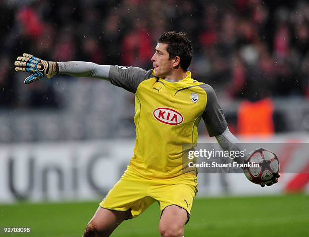 Cedric Carrasso of Bordeaux during the UEFA Champions League Group A match between FC Bayern Muenchen and Bordeaux at Allianz Arena on November 3,...