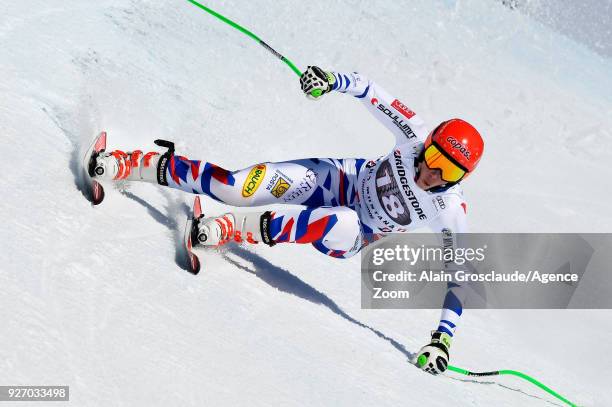 Petra Vlhova of Slovakia competes during the Audi FIS Alpine Ski World Cup Women's Combined on March 4, 2018 in Crans-Montana, Switzerland.