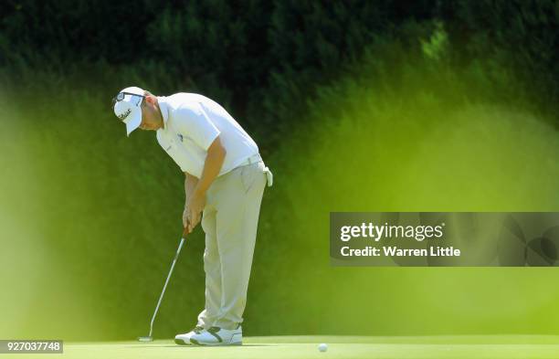 George Coetzee of South Africa putts on the second green during the final round of the Tshwane Open at Pretoria Country Club on March 4, 2018 in...