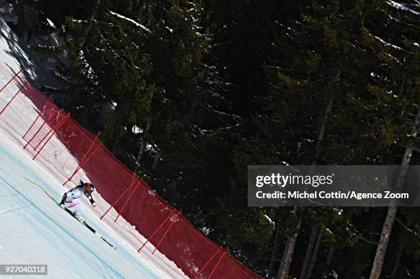 Stephanie Brunner of Austria competes during the Audi FIS Alpine Ski World Cup Women's Combined on March 4, 2018 in Crans-Montana, Switzerland.