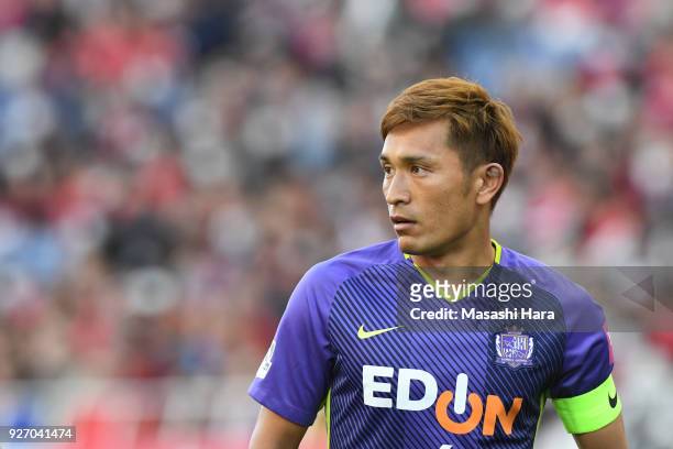 Toshihiro Aoyama of Sanfrecce Hiroshima looks on during the J.League J1 match between Urawa Red Diamonds and Sanfrecce Hiroshima at Saitama Stadium...