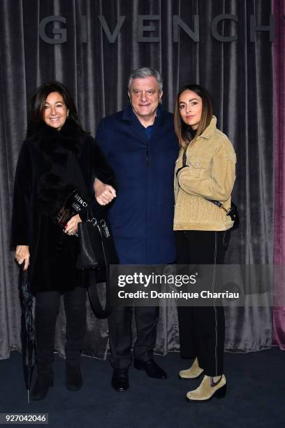 Katia Toledano, Sidney Toledano and daughter attend the Givenchy show as part of the Paris Fashion Week Womenswear Fall/Winter 2018/2019 on March 4,...