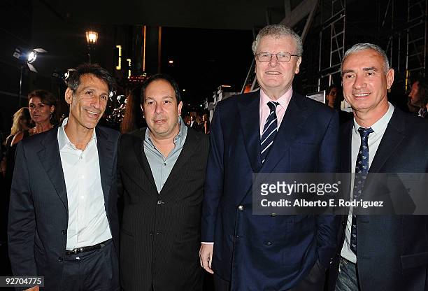 Sony's Michael Lynton, producer Mark Gordon, Sony's Sir Howard Stringer and director Roland Emmerich arrive at the premiere of Columbia Pictures'...