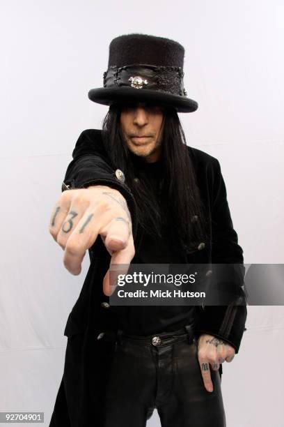 Mick Mars of Motley Crue poses for a studio portrait session backstage at the Download Festival, Donington Park, Leicestershire on June 12th, 2009.