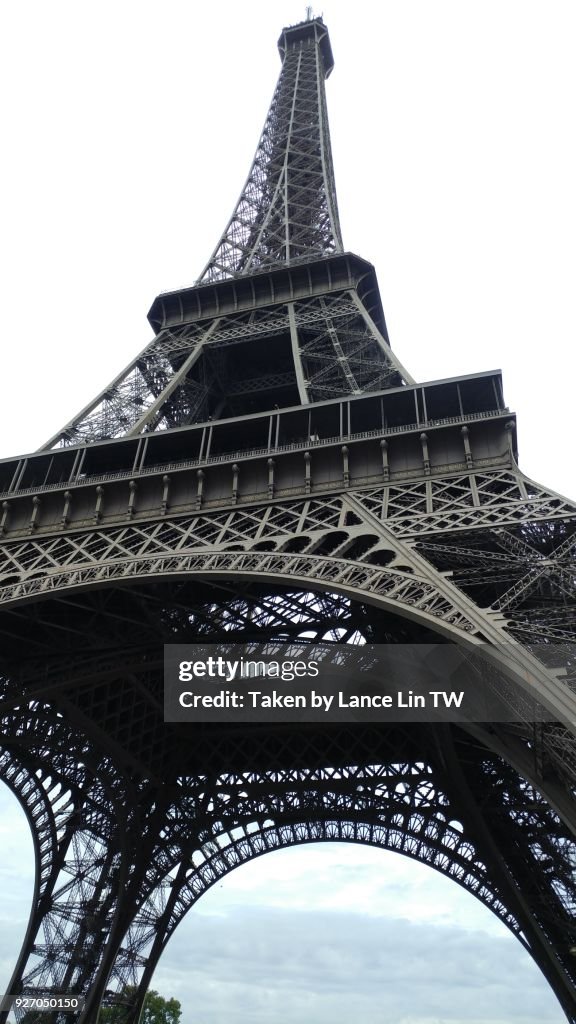 A view from the bottom of Eiffel Tower