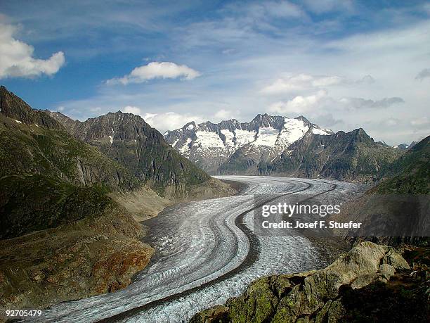 frozen flow of time - aletsch glacier stock pictures, royalty-free photos & images