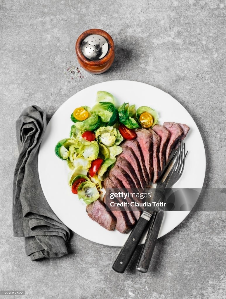 Steak with salad