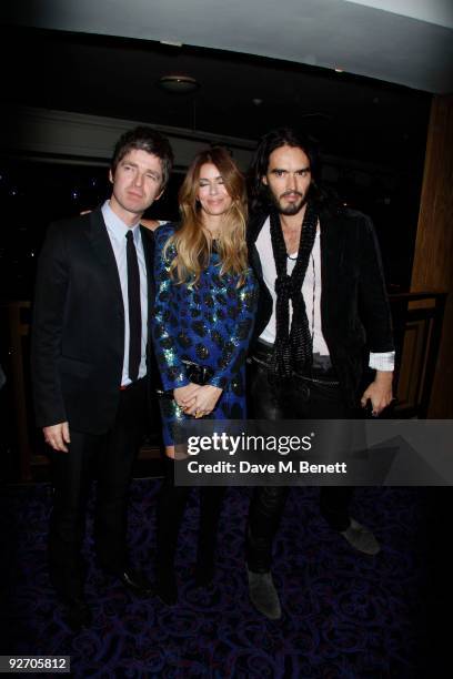 Russell Brand Noel Gallagher, Sarah McDonald attend the Jonathan Ross Awards at the Grosvenor House Hotel, London. On November 02 London, England.