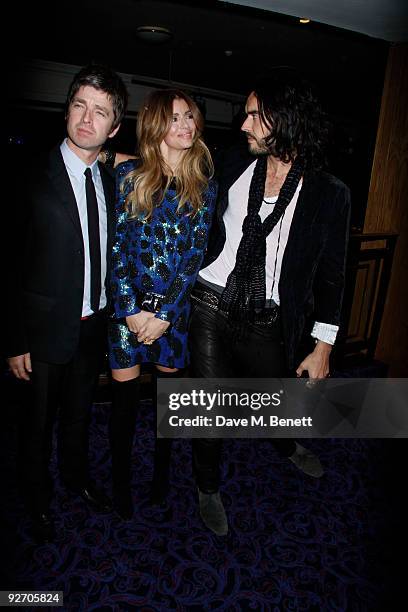 Russell Brand Noel Gallagher, Sarah McDonald attend the Jonathan Ross Awards at the Grosvenor House Hotel, London. On November 02 London, England.