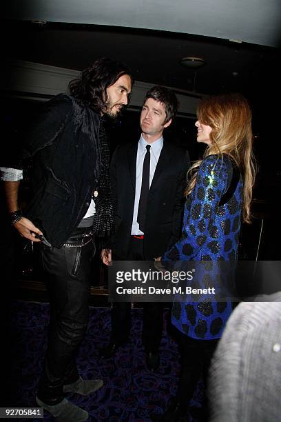 Russell Brand, Noel Gallagher,Sarah McDonald attend the Jonathan Ross Awards at the Grosvenor House Hotel, London. On November 02 London, England.