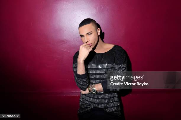 Olivier Rousteing attends the Balmain after show as part of the Paris Fashion Week Womenswear Fall/Winter 2018/2019 on March 2, 2018 in Paris, France.