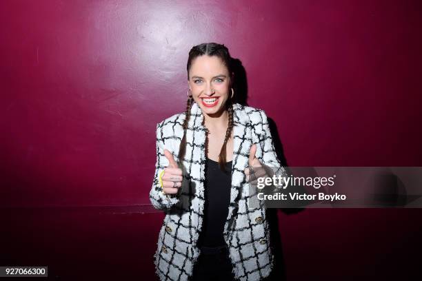 Matilde Gioli attends the Balmain after show as part of the Paris Fashion Week Womenswear Fall/Winter 2018/2019 on March 2, 2018 in Paris, France.