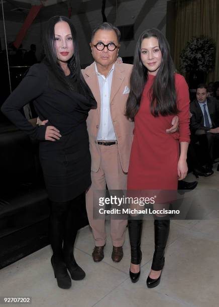 Restauranters Eva Chow and husband Michael Chow, and his daughter, actress China Chow, attend the Mr Chow 30th Anniversary Celebration at the Mr Chow...