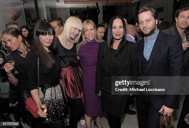 Hana Chung, designer Erin Fetherston, Marjorie Gubelmann, restauranter Eva Chow and Derek Blasberg attend the Mr Chow 30th Anniversary Celebration at...