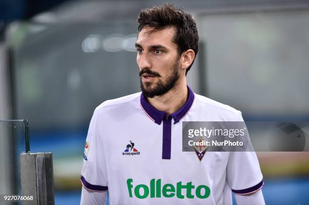 Davide Astori of Fiorentina during the Serie A match between Roma and Fiorentina at Olympic Stadium, Roma, Italy on 07 Feb 2017. Photo by Giuseppe...