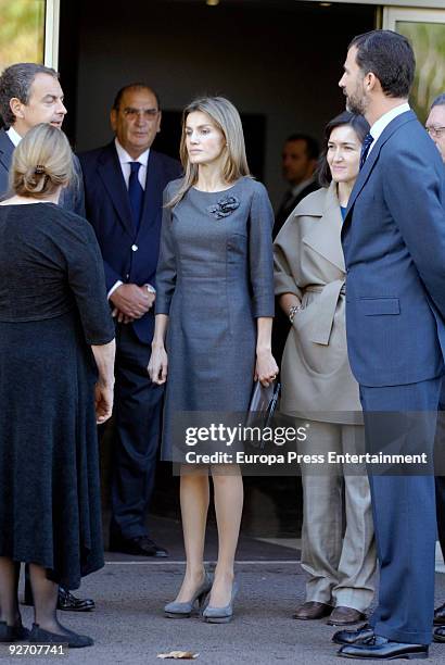 President of Spain Jose Luis Rodriguez Zapatero, Prince Felipe and Princess Letizia offer Francisco Ayala's relatives their condolences on November...