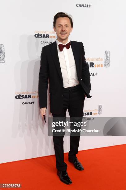 Martin Solveig arrives at the Cesar Film Awards 2018 At Salle Pleyel on March 2, 2018 in Paris, France.