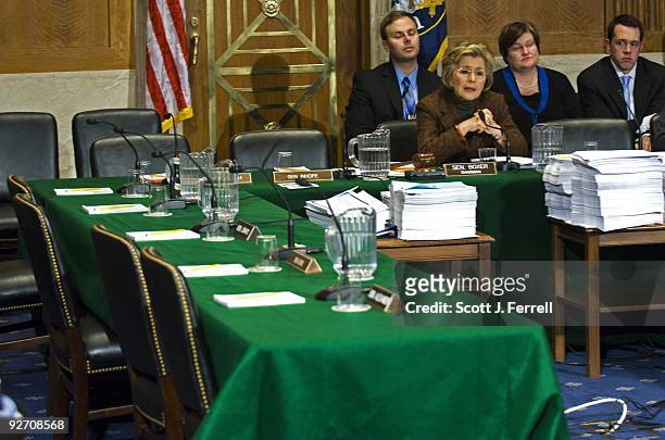 Chairwoman Barbara Boxer, D-Calif., during the Senate Environment and Public Works briefing on the climate bill. Democrats and Republicans on the...