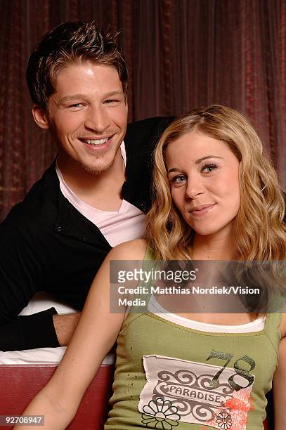 Soap stars of 'Gute Zeiten Schlechte Zeiten' Jessica Ginkel and Oli Bender pose during a photo session on January 31, 2007 in Berlin, Germany.