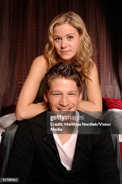 Soap stars of 'Gute Zeiten Schlechte Zeiten' Jessica Ginkel and Oli Bender pose during a photo session on January 31, 2007 in Berlin, Germany.