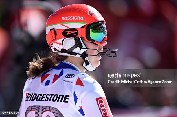 Petra Vlhova of Slovakia takes 3rd place during the Audi FIS Alpine Ski World Cup Women's Combined on March 4, 2018 in Crans-Montana, Switzerland.
