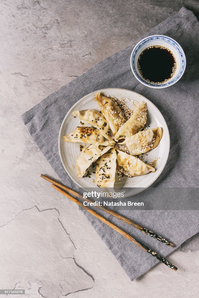 Gyozas potstickers asian dumplings