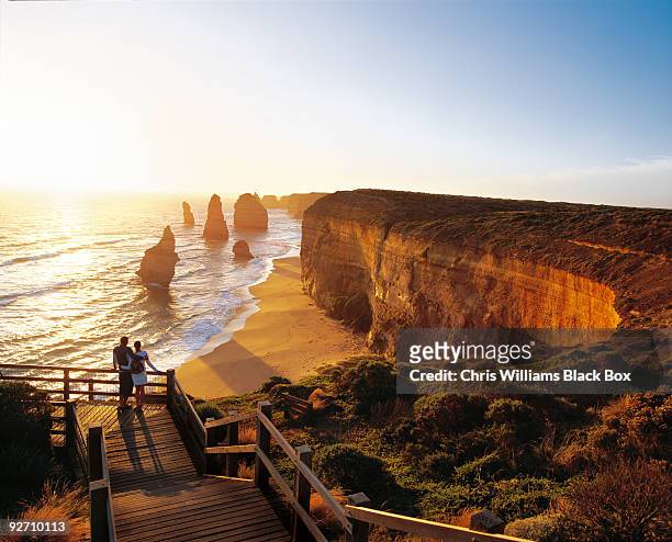 romantic sunset over the sea. - victoria australia stock-fotos und bilder