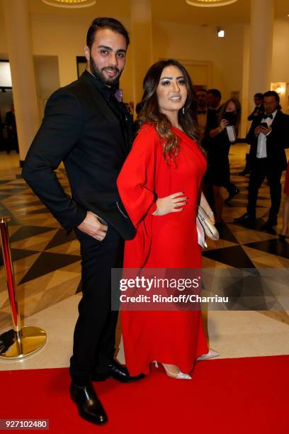 Ermen Arfaoui and Tunisian Singer Latifa Arfaoui and a guest arrive at the Cesar Film Awards 2018 At Salle Pleyel on March 2, 2018 in Paris, France.