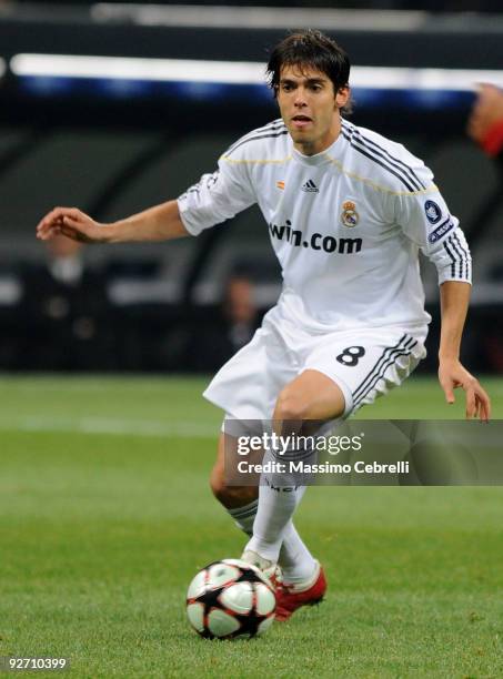 Ricardo Kaka of Real Madrid in action during the UEFA Champions League group C match between AC Milan and Real Madrid at the Stadio Giuseppe Meazza...