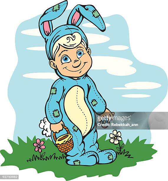 easter bunny boy - easter bunny costume stock illustrations