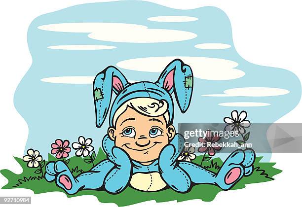 easter bunny boy - white suit stock illustrations