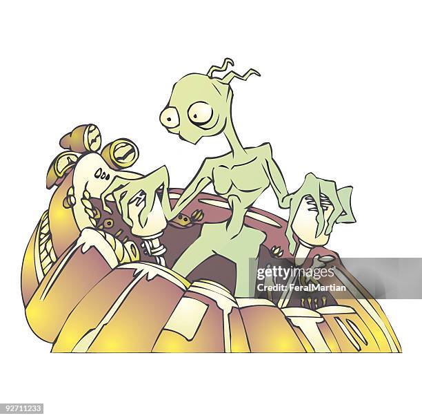 alien pilot - space ship control stock illustrations