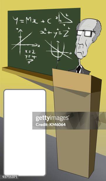 ilustraciones, imágenes clip art, dibujos animados e iconos de stock de profesor de matemáticas - viejo gruñón