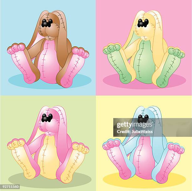 stuffed bunny rabbits - flaccid stock illustrations