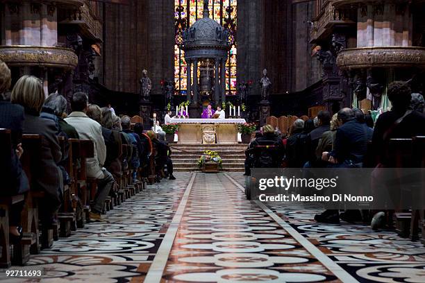 General view of the funeral service for Italian Poetess Alda Merini at the Milan Cathedral on November 4, 2009 in Milan, Italy. Poetess Alda Merini...