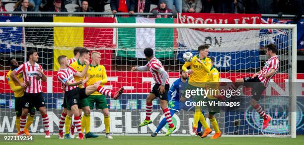 Wilfried Kanon of ADO Den Haag, Sander Fischer of Sparta Rotterdam, Jeffrey Chabot of Sparta Rotterdam, Aaron Meijers of ADO Den Haag, Lex Immers of...