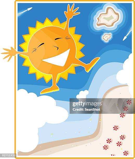 sun summer holiday beach - sun over ocean stock illustrations