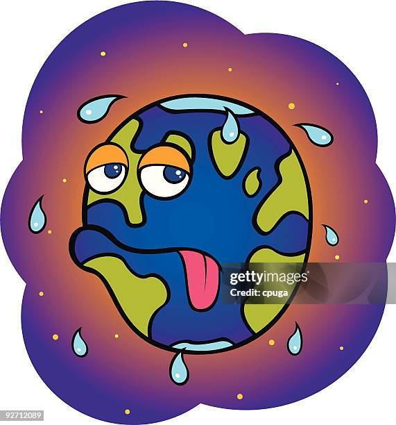 global warming cartoon - tear drop map stock illustrations