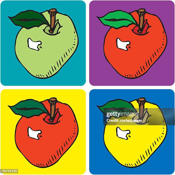 four apple coasters (vector illustration) - sour apple stock illustrations