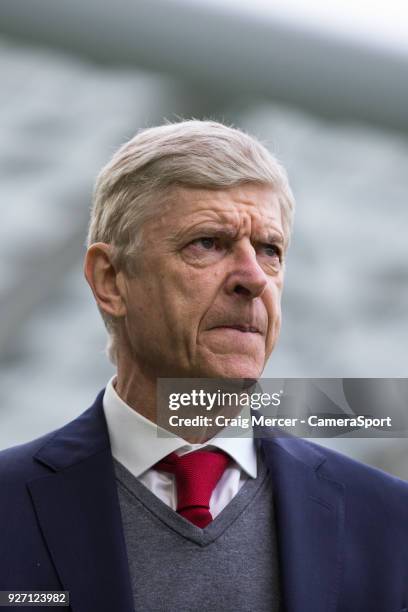 Arsenal manager Arsene Wenger during the Premier League match between Brighton and Hove Albion and Arsenal at Amex Stadium on March 4, 2018 in...