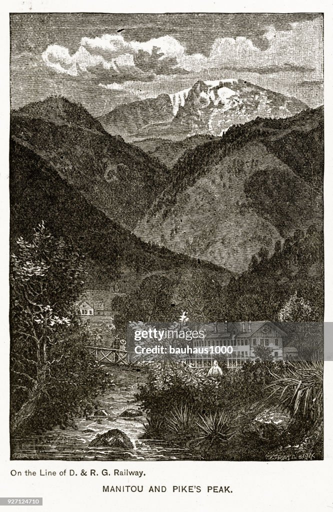 Pikes Peak and Manitou Springs Victorian Engraving