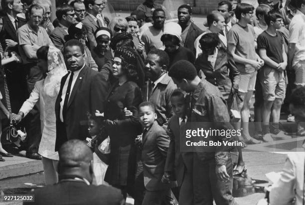 Coretta Scott King , widow of assassinated American civil rights leader Martin Luther King Jr and her children in her late husband’s funeral...