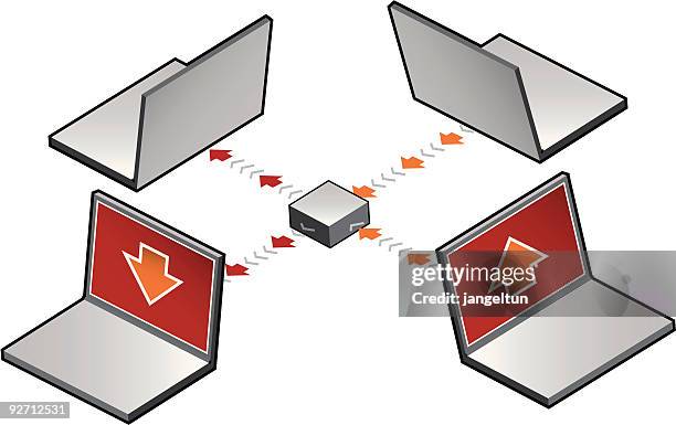computer network (vector) - abstract network connection stock illustrations