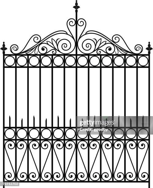 wrought iron gate (vector) - wrought iron stock illustrations